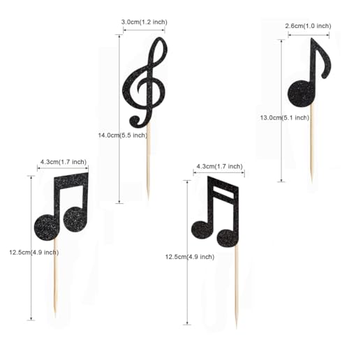 Morndew 24 PCS Music Note Cupcake Toppers for Parties
