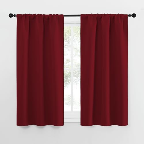 NICETOWN 50-Inch Burgundy Red Blackout Curtains (Set of 2) - 29"W x 50"L