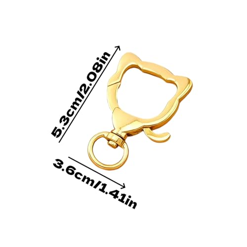 4 Pcs Cat Shape Gold Swivel Keychain Clasps for Jewelry and Crafts
