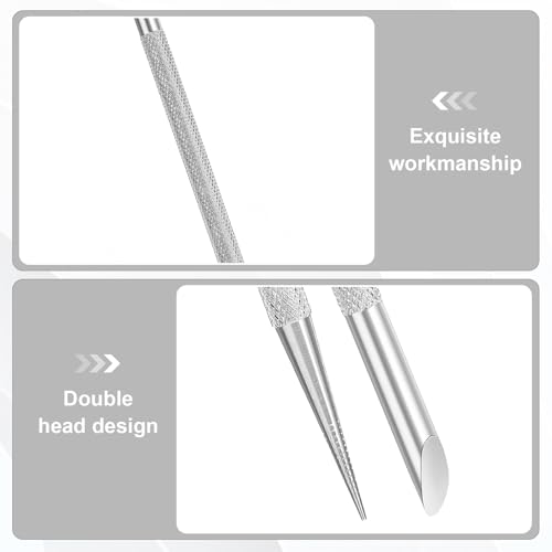 Clofiak 2Pcs Stainless Steel Cuticle Pusher and Nail Cleaner Tool