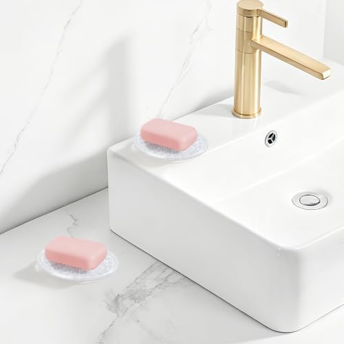 HPOPO Self-Draining Soap Dish Holder, Clear Plastic 2-Pack Set