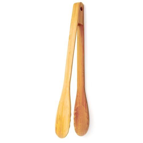 Norpro 12-Inch Bamboo Kitchen Tongs - Heat-Resistant Serving Utensil