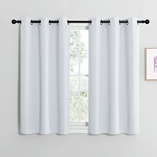 NICETOWN Room Darkening Curtains - Thermal Insulated Grommet Panels, 42" x 40", Greyish White (2 Panels)