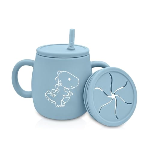 XccMe Dinosaur Silicone Sippy Cup & Snack Container - 9 oz, Blue