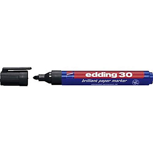 Edding 30 Brilliant Black Paper Marker - Waterproof, Permanent Ink