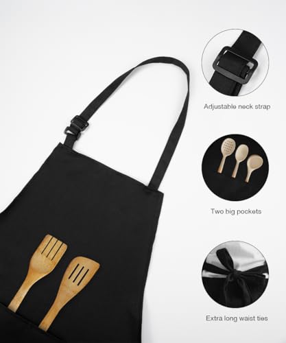 FADTOP 2 Pack Adjustable Cooking Aprons with Pockets