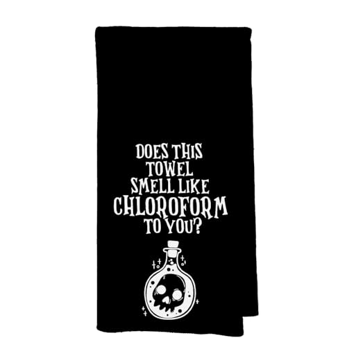 Funny Goth Witchy Hand Towel - Does This Towel Smell Like Chloroform 16x24