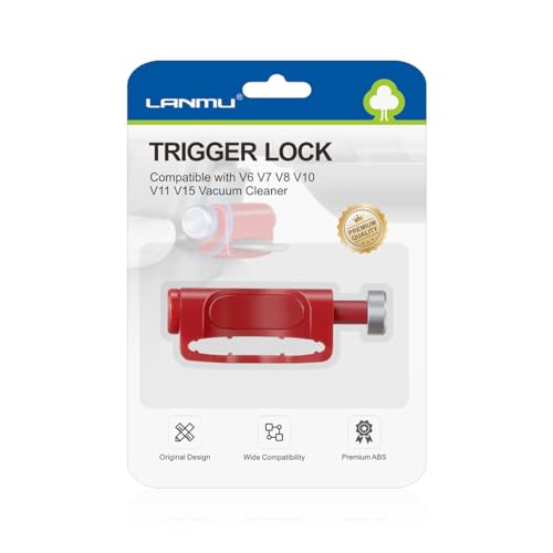 LANMU Trigger Lock for Dyson V15 V11 V10 V8 V7 V6 - Red, One-Press Operation for Easy Cleaning