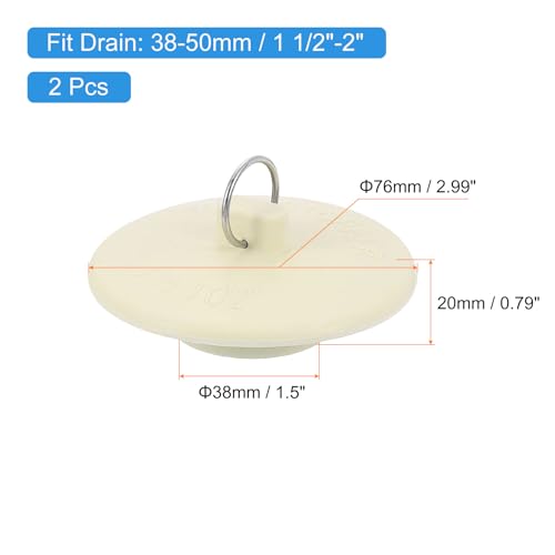uxcell 2 Pcs Rubber Sink Plug for 1.5" to 2" Drain Seal with Hanging Ring