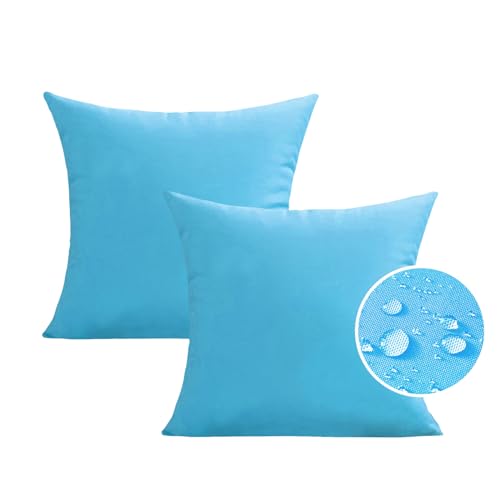 Outdoor Waterproof Pillow Covers 18x18 Set of 2 - Sky Blue