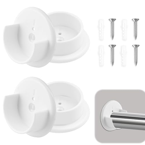 4-Pack Closet Rod Holders - Durable White Plastic Sockets for 1.38" Bars