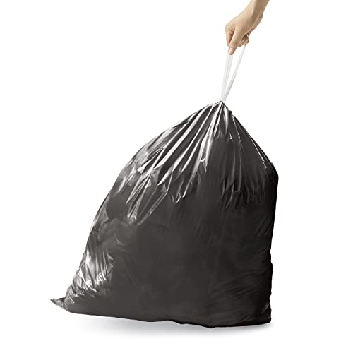 simplehuman Odorsorb Custom Fit Trash Bags 60 Count Black - Carbon-Infused Odor Absorbing, 50-65L | Pack of 3