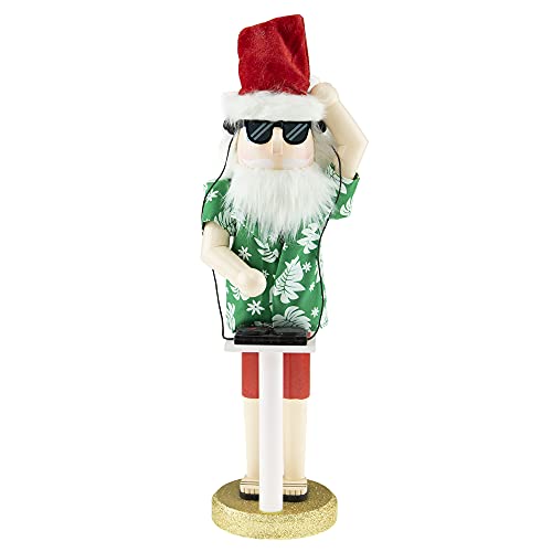 Decorative Wooden Nutcracker Santa - 14 Inch Traditional Christmas Ornament - Dj Santa Variation