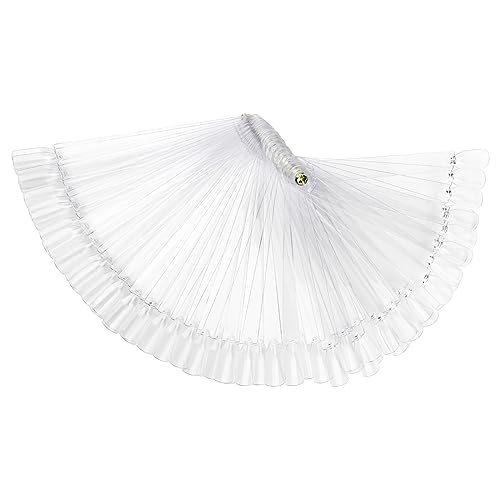 AHIER 50 Pcs Transparent Nail Swatches Sticks and Fan Display Board