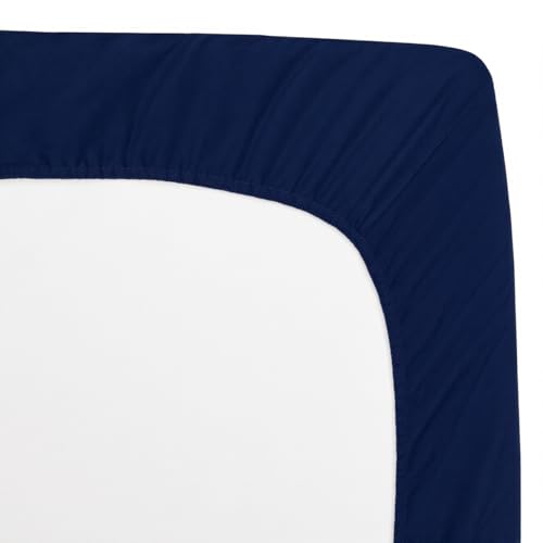 Fitted Crib Sheets 2 Pack, Ultra Soft Microfiber, White/Navy