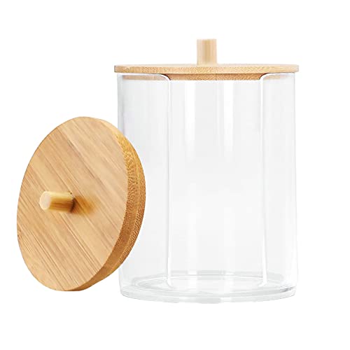 Travel Cosmetic Cotton Pad Holder Dispenser with Bamboo Lid - Makeup Organizer for Bathroom & Travel - Tearom