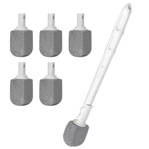 ENWARUTU Pumice Stone Toilet Bowl Cleaner Wand with 5 Refills (Gray)