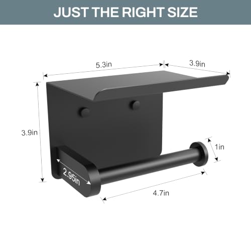 SetSail Matte Black Toilet Paper Holder with Shelf - 1 Pack