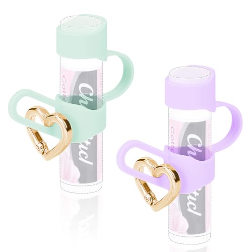 Likesing Silicone Chapstick Holder Keychain with Heart-Shaped Ring