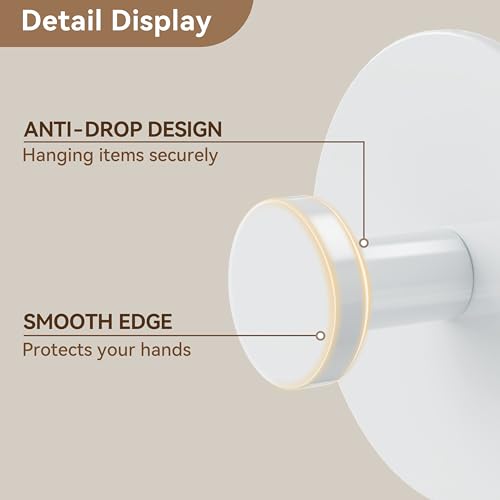 bussdis White Adhesive Wall Hook 4 Pack - Heavy Duty 12 LB Capacity