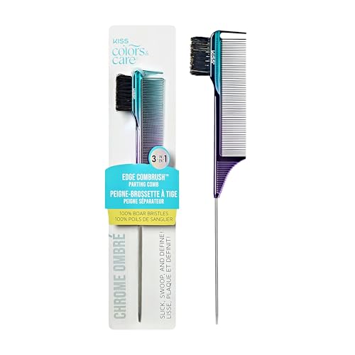 Kiss Colors & Care 3-in-1 Edge Comb Brush with Boar Bristles