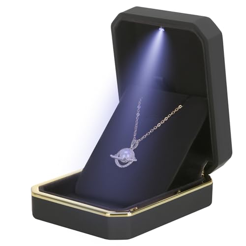 Black Luxury LED Pendant Necklace Gift Box with Velvet Interior