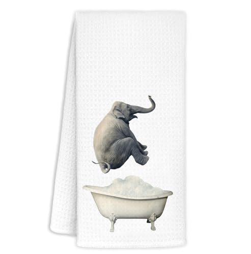 Elephant Hand Towels - 16x24 Inch Decorative Kitchen & Bath Towels