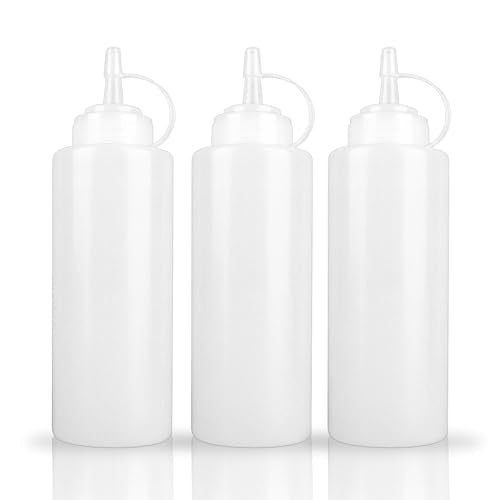 YOLCAR 3-Pack 12oz Squeeze Bottles - Food-Grade Plastic for Sauces & Condiments