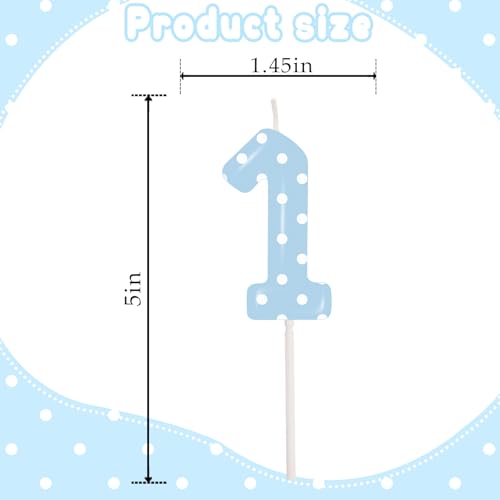 Blue Polka Dot Number 1 Birthday Candle - 1st Birthday Cake Decoration