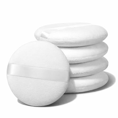 LXUEJIE Large Body Powder Puffs 5-Pack - Soft Velour Dusting Puffs