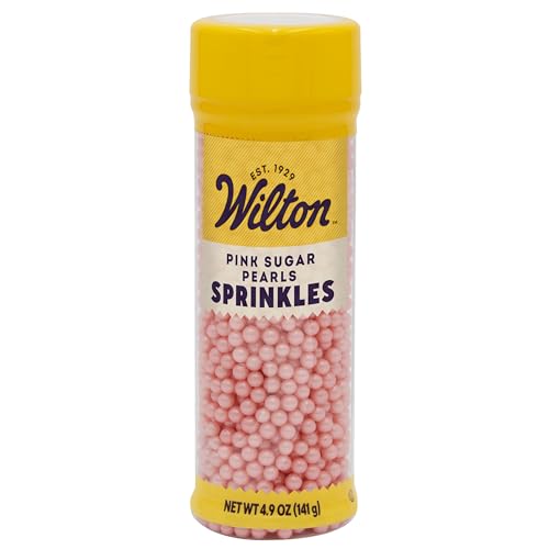 Wilton Pink Sugar Pearl Sprinkles for Cakes & Cupcakes 5 oz - Edible Elegant Decoration