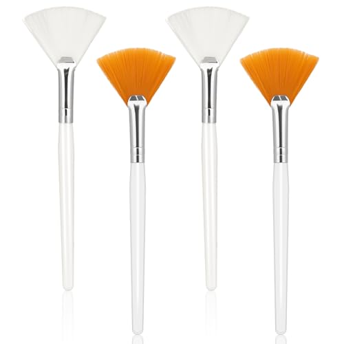 Abeillo 4 Pcs Facial Fan Brushes - Soft Esthetician Makeup Applicator