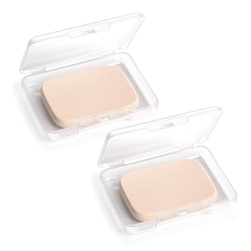 Yuntop 2 Pcs Square Makeup Sponges with Travel Case for Wet and Dry Use