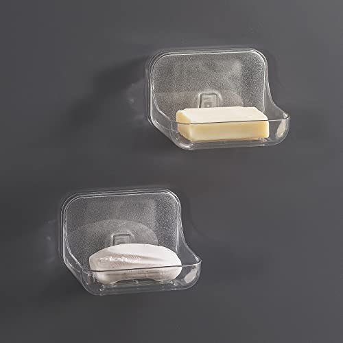 Ettori Adhesive Soap Dish Holder for Shower and Kitchen – 2 Pack