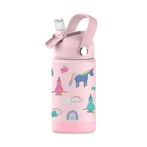 Hippypotamus 12 oz Stainless Steel Kids Water Bottle - Pink Unicorn