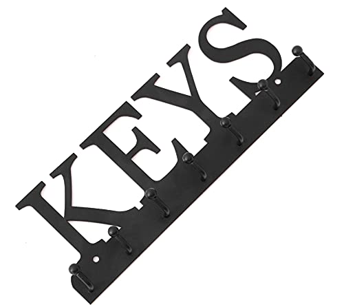 Lixgifts Wall-Mounted Key Holder with 7 Hooks, 10x1x3.7 inches - Black Metal Key Organizer for Entryway & Home Decor