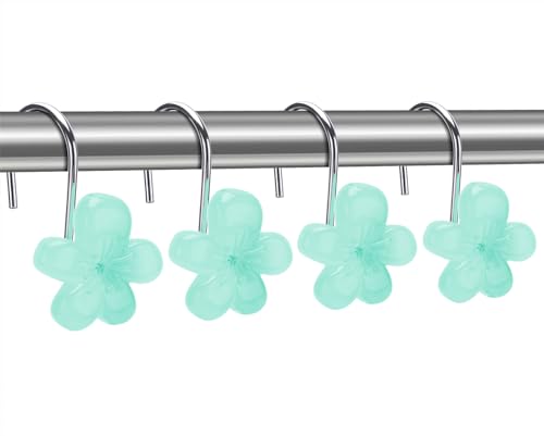 Glow in The Dark Flower Shower Curtain Hooks - 12 Durable S-Hooks