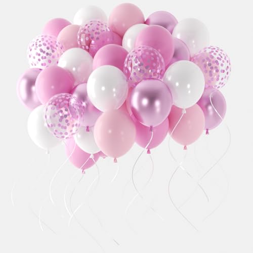 60-Piece Pink and White Latex Balloon Set for Parties