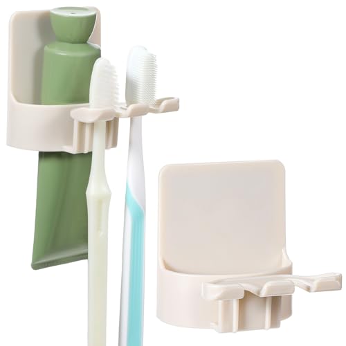 Wall-Mounted Toothbrush Holder - Adhesive Electric Toothbrush Organizer (2 Pack)