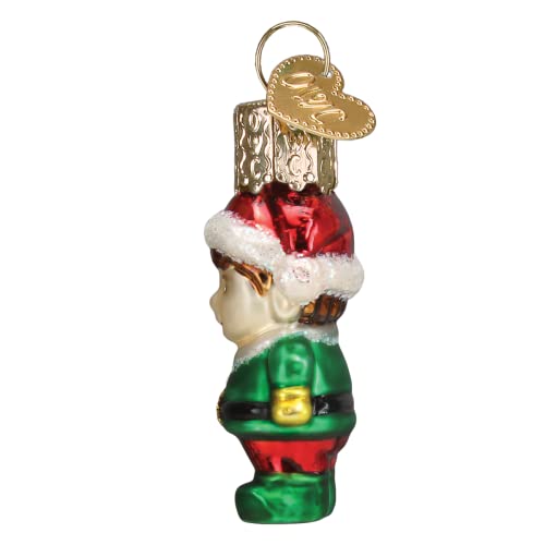 Elf Glass Blown Ornament - Mini Handcrafted Holiday Decoration, Christmas Tree Accessory