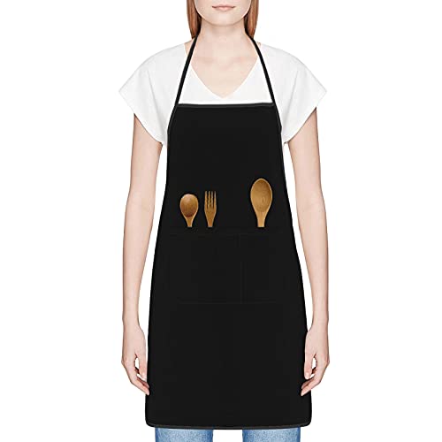 HooSo Personalized Custom Kitchen Apron with Pockets and Logo