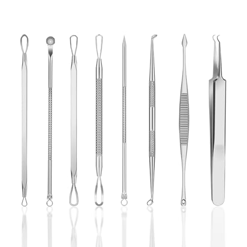 8-Piece Blackhead Remover & Acne Extractor Tool Kit in Stainless Steel