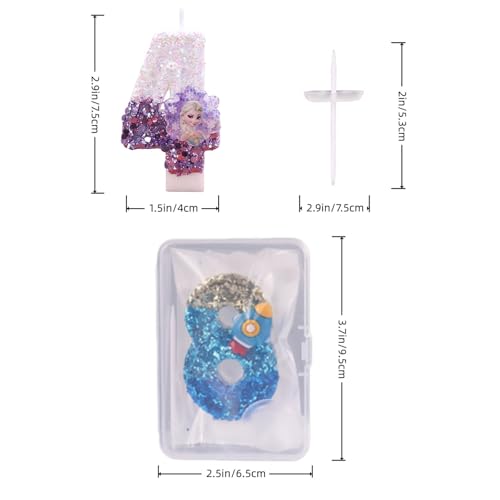 Snow Princess Number 4 Birthday Candle - Cute Cake Topper