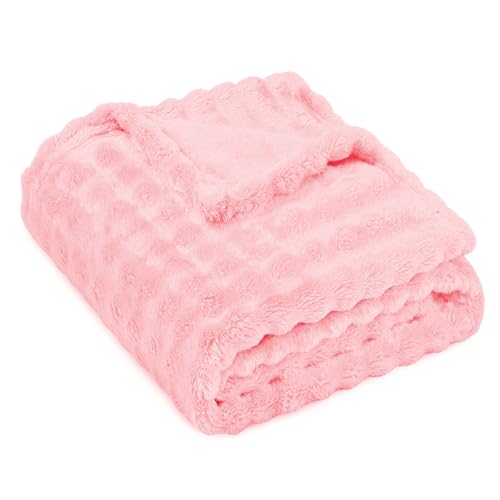 KIVEE Pink Fleece Baby Blanket - Soft 30" x 40" Fuzzy Throw for Crib