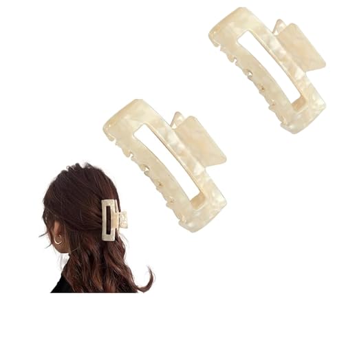 JIANSHUILIAN 2-Piece Rectangular Hair Claw Clips for Women - Non-Slip Large Hair Clips