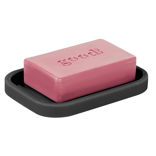 iDesign Silicone Soap Dish for Kitchen & Bathroom - Black