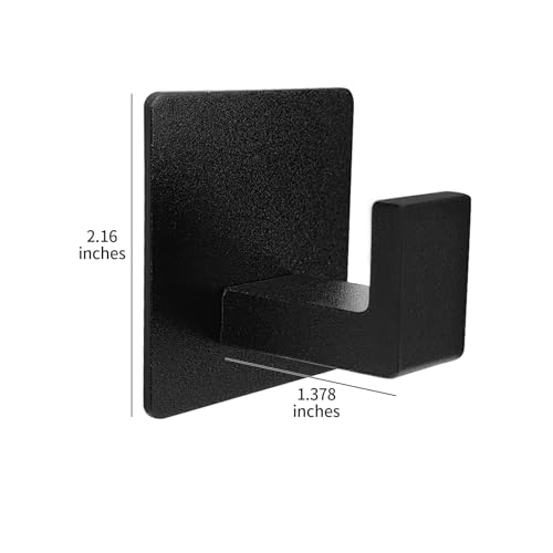 Self-Adhesive Heavy-Duty Wall Hooks - Matte Black Square Organizer for Bathroom Kitchen Bedroom Office