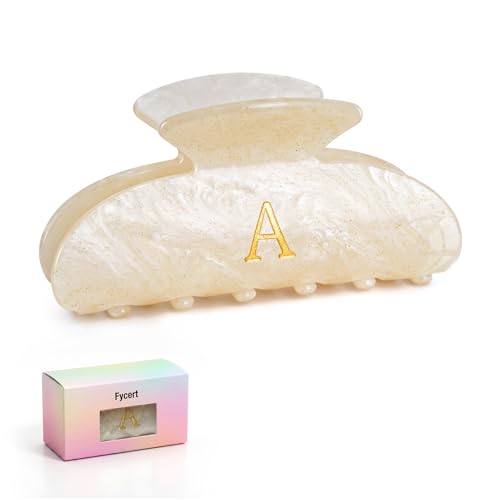 Fycert Initial Hair Claw Clip - Medium Gold Acrylic Letter Hair Accessory