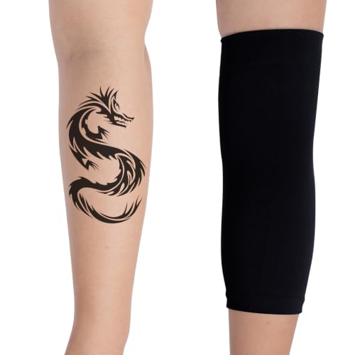 HOVEOX Black Tattoo Cover Up Sleeves - 1 Pair Elastic Forearm Sleeves
