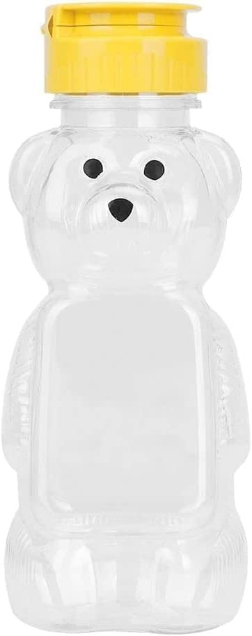 8 Oz Plastic Bear Honey Bottle Squeeze Dispenser with Flip-Top Lid